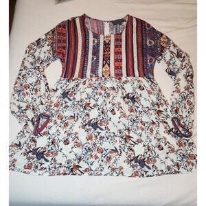 Anthropologie Sunday in Brooklyn Dress Sz‎ L, Floral Tunic, Boho
